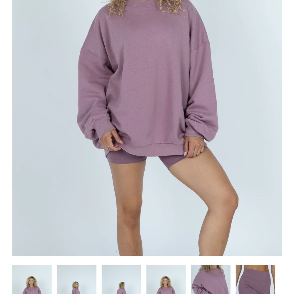 foxy Kind Coffee Run Oversized Sweatshirt and Shorts Set in Berry